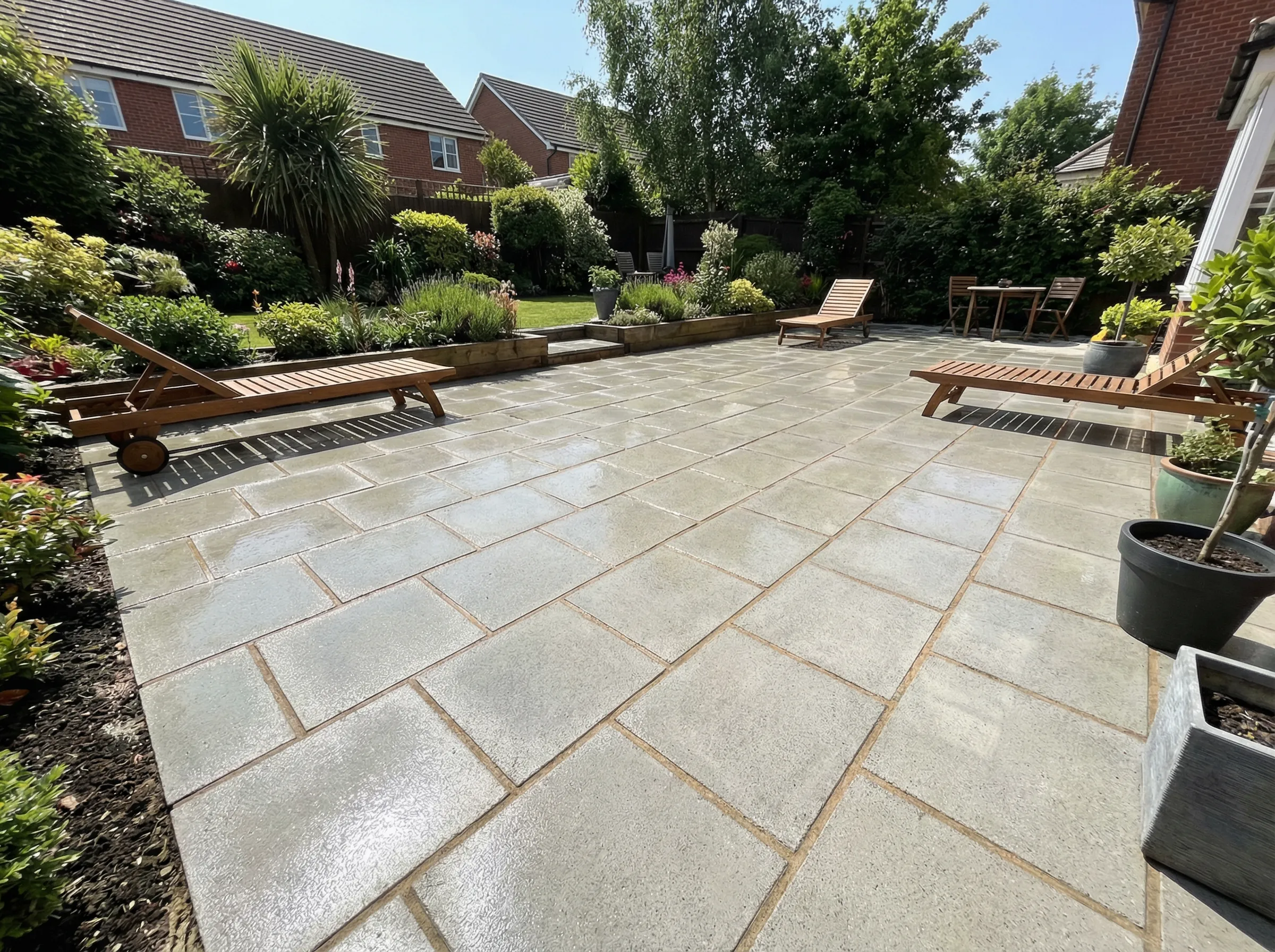 Terrassenreinigung — Pflastersteine — Nachher