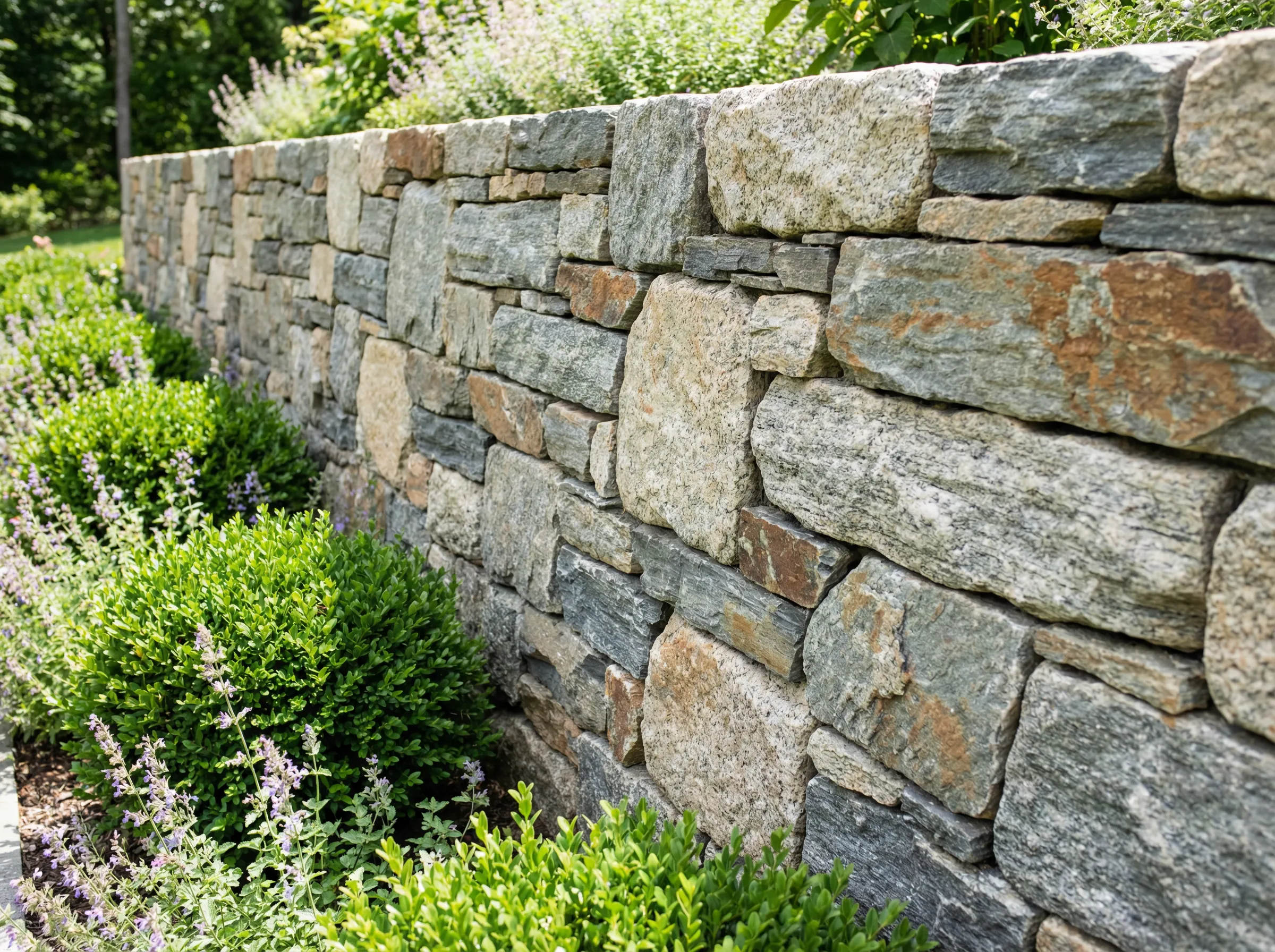 Natursteinmauer — Moosentfernung — Nachher